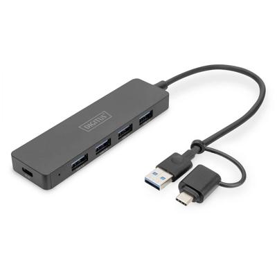 Digitus DA-70235 DA-70235 USB-hub 4 poorten USB-A USB 3.0 5 GBit/s Met USB-C stekker Zwart Digitus DA-70235 DA-70235 USB-hub 4 poorten USB-A USB 3.0 5 GBit/s Met USB-C stekker Zwart
