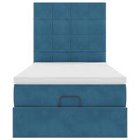 Ottoman bed met matrassen 90x190cm fluweel donkerblauw - thumbnail