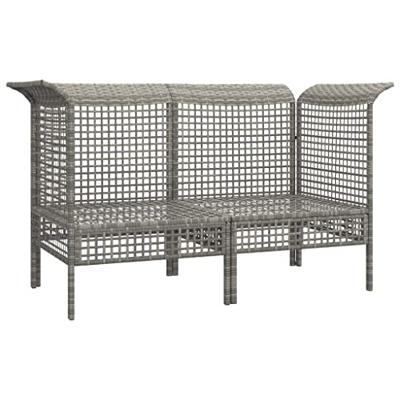 Tuinhoekbanken met kussens 2 st poly rattan grijs