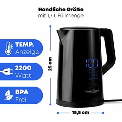 Profi Cook PC-WKS 1243 Waterkoker Aantal/Volume: 1.7 l Zwart