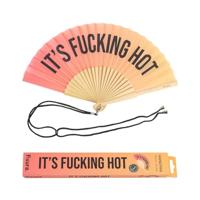 Houten waaier It&apos;s Fucking Hot - Roze/oranje - thumbnail