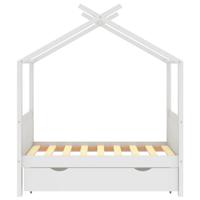 Kinderbedframe met lade massief grenenhout 70x140 cm wit - thumbnail