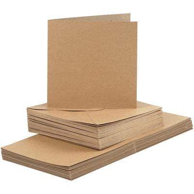 Creativ Company Kaarten en enveloppen, afmeting kaart 15x15 cm, afmeting envelop 16x16 cm, 120+240 gr, naturel, 50 set/ 1 doos
