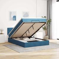 Ottoman bed met matras en LED's 140x190cm fluweel donkerblauw - thumbnail