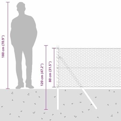 VidaXL Afrasteringspaal zilver 10 x 0,8 m (25 mm gaas) staal