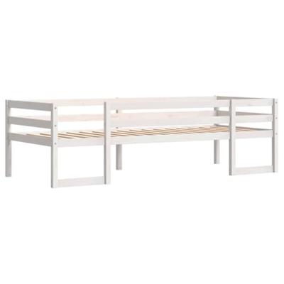 Kinderbedframe massief grenenhout wit 75x190 cm