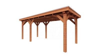 Trendhout Overkapping Siena 590x300 cm- Plat dak- Onbehandeld lariks Douglas hout- Trendhout