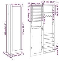 Sieradenkast met spiegel wandgemonteerd 30x8,5x106 cm wit - thumbnail