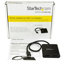 StarTech.com USB-C naar Dual DisplayPort 1.2 adapter, USB-C multi-monitor MST Hub, Dual 4K 30Hz/1080p 60Hz DP Laptop Display Extender/Splitter, extra lange integ. Kabel, alleen Windows (MSTCDP122DP) - thumbnail