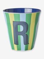 Gestreepte melamine mok LETTER R rice, medium 250 ml meerkleurig - thumbnail