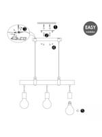 Home sweet home denton hanglamp 3L hout / burned metal - thumbnail