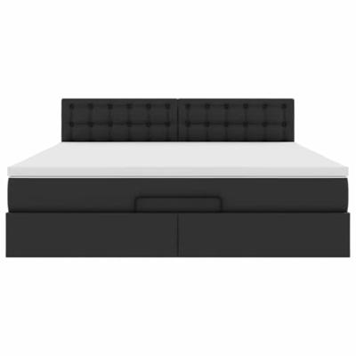 Bed poef met matrassen en LED's 160x200cm kunstleer zwart