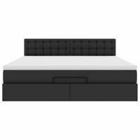 Bed poef met matrassen en LED's 160x200cm kunstleer zwart - thumbnail