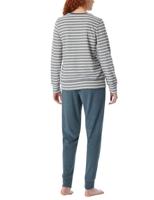 Dames pyjama badstof - Streep - Warme winter pyjama lange mouwen - Ronde hals - Met boordjes - thumbnail