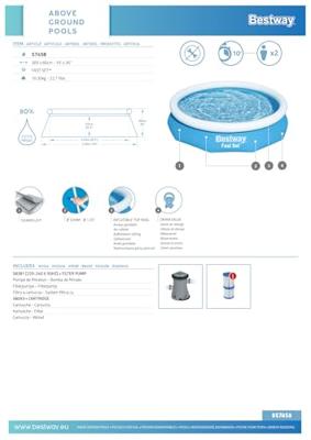 Bestway Opblaasbaar Zwembad Volwassenen Ring met Filter 305x66 cm Tuin 57458