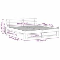 Bedframe met hoofdeinde Bruin Massief grenenhout - thumbnail