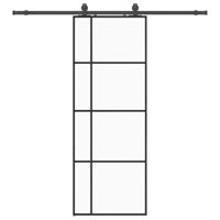 Schuifdeur met beslagset 76x205 cm ESG glas zwart - thumbnail