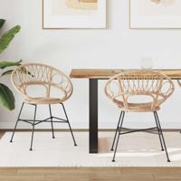 Eetkamerstoel 2 pcs Naturel 65 x 55,5 x 81 cm Riet en IJzer - thumbnail
