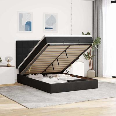 Ottoman bed met matrassen 140x190cm fluweel zwart