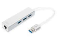 Digitus DA-70250-1 USB 3.0-hub 3 + 1 poorten Met ingebouwde netwerkaansluiting Zilver - thumbnail