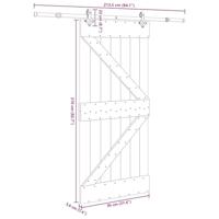 Schuifdeur met beslag 95x210 cm massief grenenhout - thumbnail