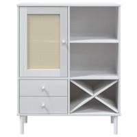 Hoge kast SENJA 90x40x112 cm rattan look massief grenenhout wit - thumbnail