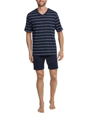 Blauw gestreepte heren shortama Schiesser