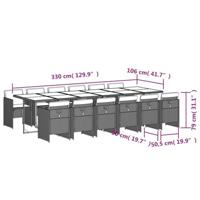 13-delige Tuinset met kussens poly rattan bruin - thumbnail