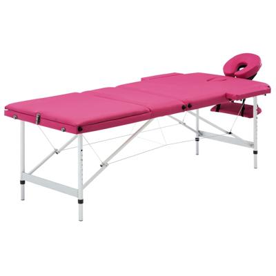 VidaXL Massagetafel inklapbaar 3 zones aluminum roze