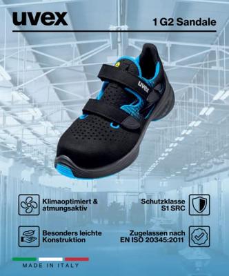 uvex 1 G2 6828839 Veiligheidsandalen S1 Schoenmaat (EU): 39 Blauw, Zwart 1 paar - thumbnail