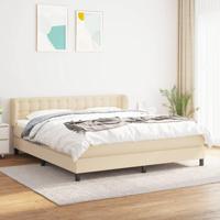 Boxspring met matras stof crèmekleurig 180x200 cm - thumbnail