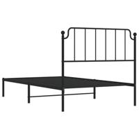 Bedframe met hoofdbord metaal zwart 107x203 cm - thumbnail