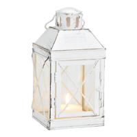 Lantaarn in wit van metaal/glas, B12 x D12 x H22 cm - thumbnail