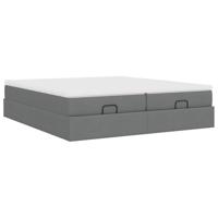 Ottoman bed met matrassen 180x200cm stof donkergrijs - thumbnail