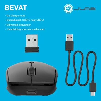 Wireless muis JLab IEUMGOCHRGMSRBLK124 Zwart 1600 dpi