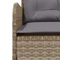 Tuinbank met kussens L-vormig poly rattan beige - thumbnail