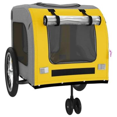 Hondenfietstrailer oxford stof en ijzer geel en grijs - thumbnail