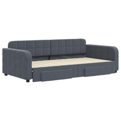 Slaapbank onderschuifbed lades 100x200 cm fluweel donkergrijs