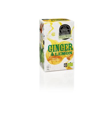 Royal Green Biologische Ginger & Lemon Thee 16 Zakjes Royal Green Biologische Ginger & Lemon Thee 16 Zakjes