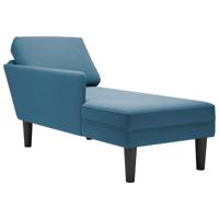 Chaise longue met kussen en rechterarmleuning fluweel blauw - thumbnail