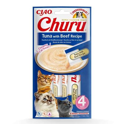 INABA Churu Tuna with Beef Recipe - Kattensnoepje - 4x14 g