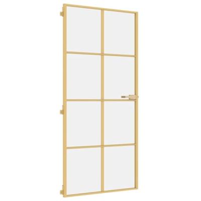 VidaXL Binnendeur smal 93x201,5 cm gehard glas en aluminium goudkleur