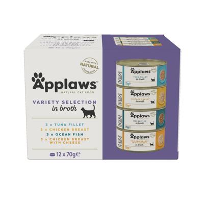 APPLAWS Variety selection multipack in broth - nat kattenvoer - 12x70g