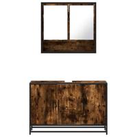 2-delige Badkamermeubelset bewerkt hout gerookt eikenkleurig - thumbnail