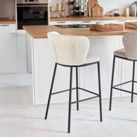 Kave Home Barstoel 'Ciselia' Bouclé (zithoogte 65cm), kleur Wit - thumbnail