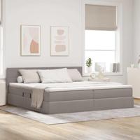 Opbergbed met matras met matras Taupe 200 x 200 cm Bewerkt hout - thumbnail