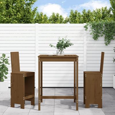 3-delige Tuinbarset massief grenenhout honingbruin - thumbnail