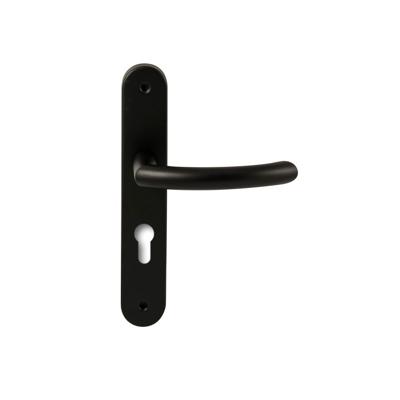 Hardbrass Deurkruk Helsinki op ovaal langschild profielcilindergat 72mm - zwart