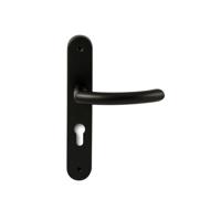 Hardbrass Deurkruk Helsinki op ovaal langschild profielcilindergat 72mm - zwart - thumbnail