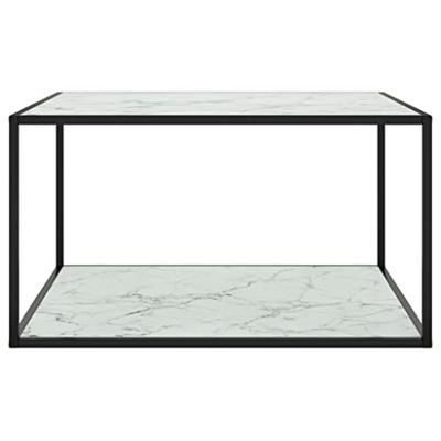 Salontafel met wit marmerglas 90x90x50 cm zwart Salontafel met wit marmerglas 90x90x50 cm zwart